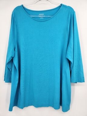 Chicos 4 The Ultimate Tee Womens Size XXL Slinky Tee XXL Turquoise 3/4 Sleeve